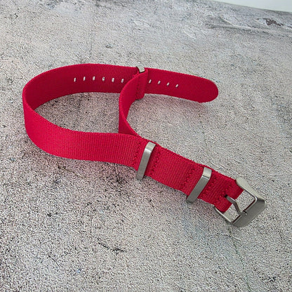 Nylon NATO Watch Strap Band One Piece Thick G10 Military MOD Divers 22mm Red UK - Wrist Envy