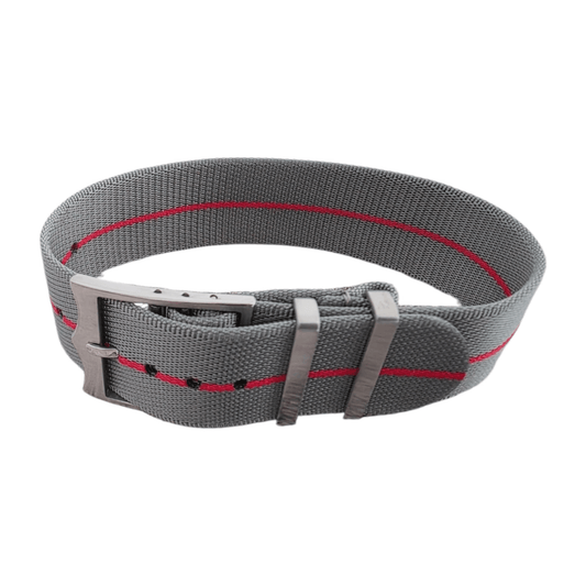 Nylon Watch Strap One Piece For Tudor Buckle 22mm Grey Red - Wrist Envy