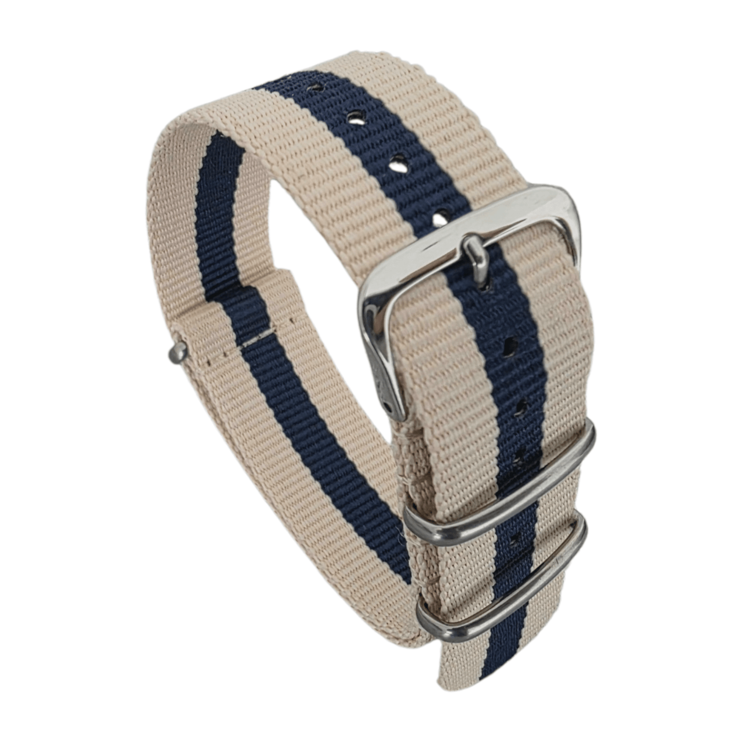 Nylon Watch Strap One Piece Military 22mm Khaki Beige Blue - Wrist Envy