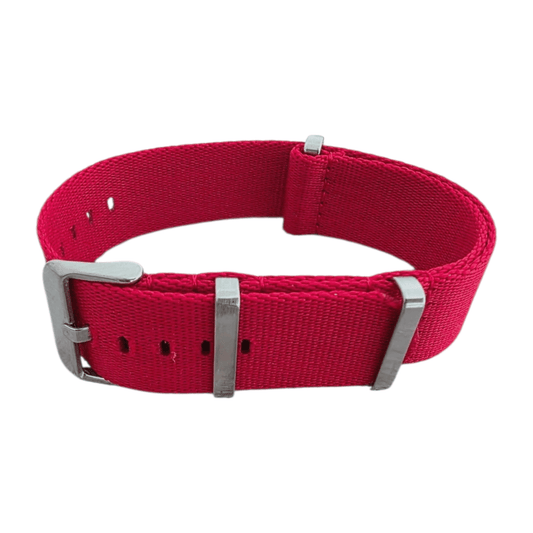 Nylon Watch Strap One Piece Military 22mm Red - Wrist Envy