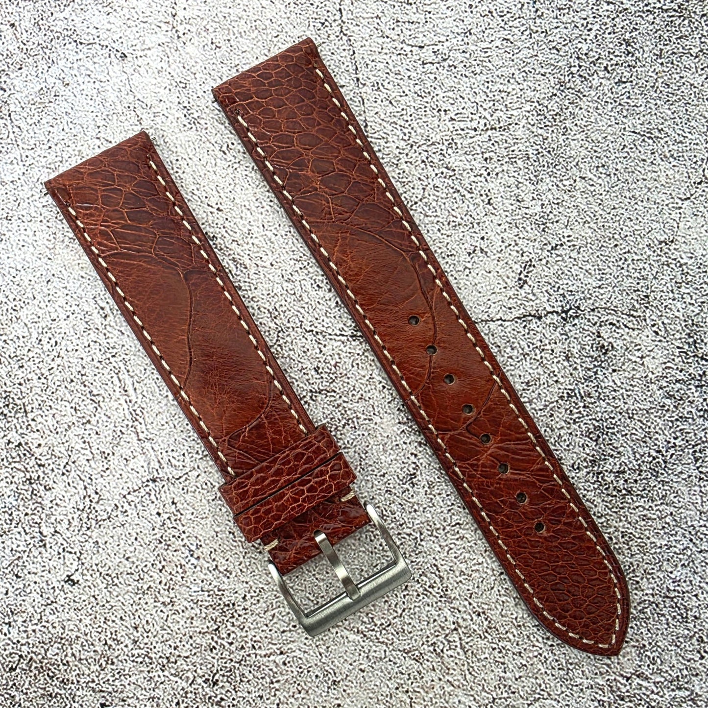 Ostrich Leg Watch Strap - Custom Ready Made - Chestnut - Wrist Envy