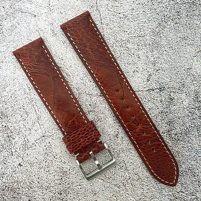 Ostrich Leg Watch Strap - Custom Ready Made - Chestnut - Wrist Envy