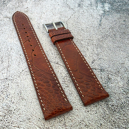 Ostrich Leg Watch Strap - Custom Ready Made - Chestnut - Wrist Envy