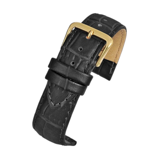 Padded Aligator Grain Watch Strap 12mm to 26mm Black - Wrist Envy