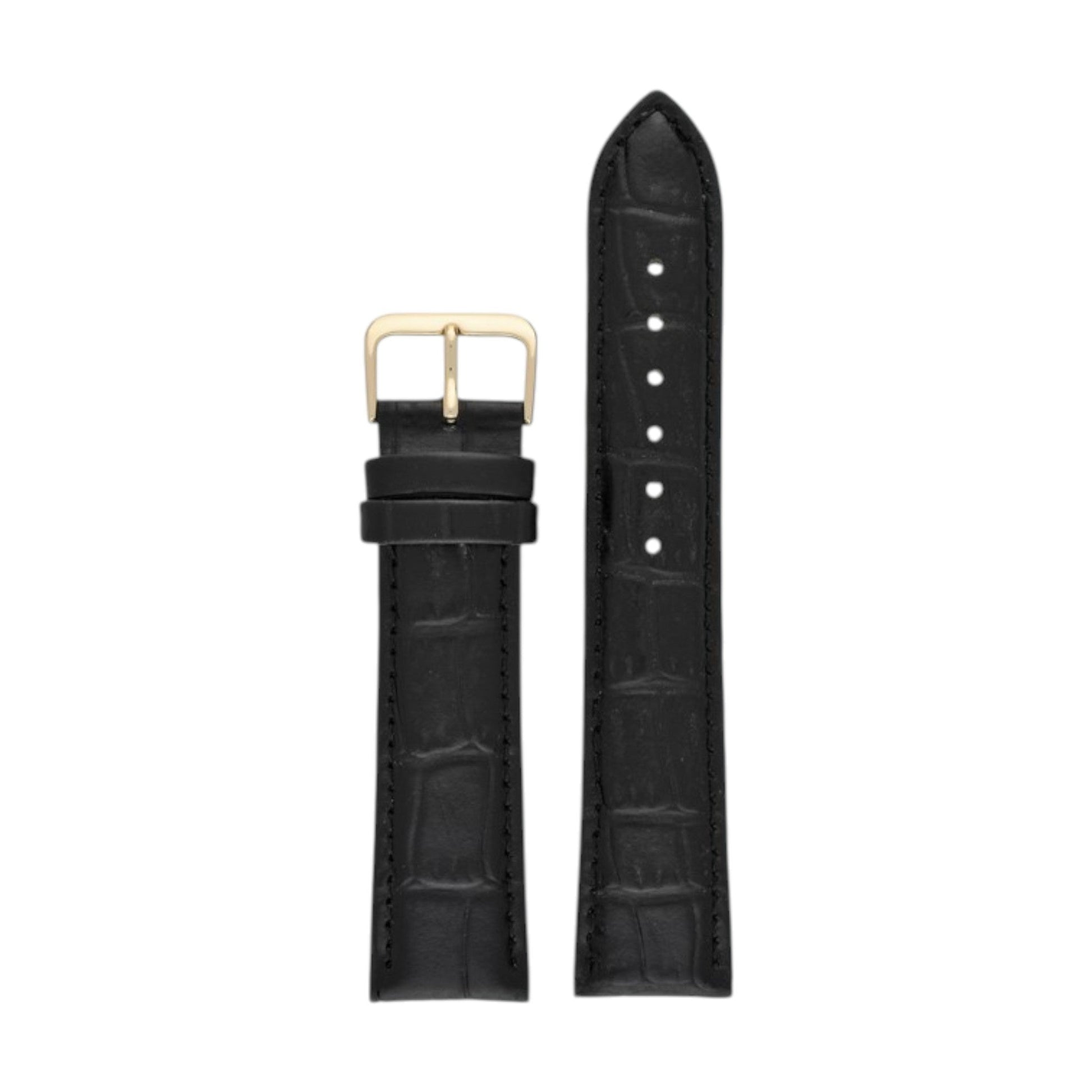Padded Aligator Grain Watch Strap 12mm to 26mm Black - Wrist Envy