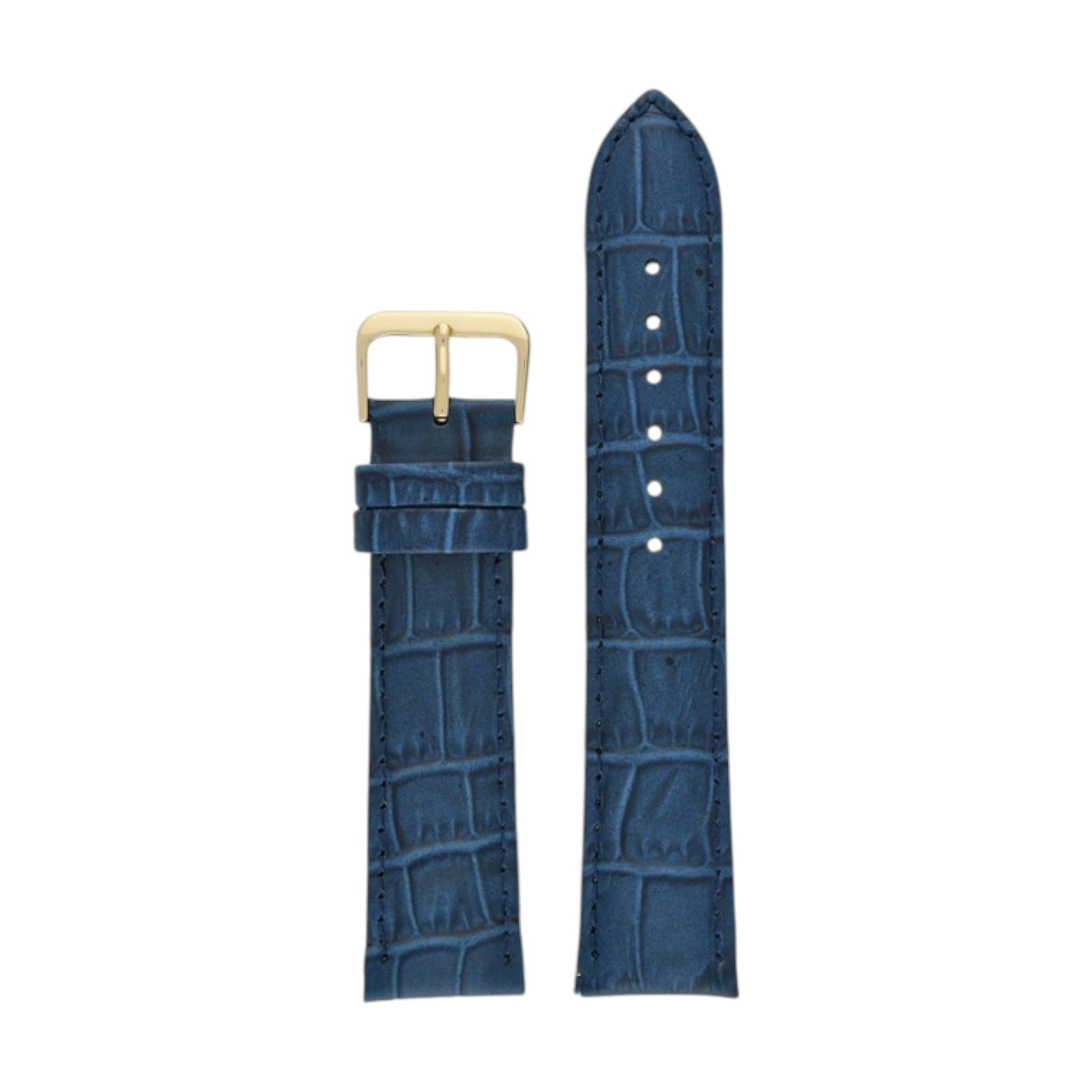 Padded Aligator Grain Watch Strap 12mm to 26mm Blue - Wrist Envy