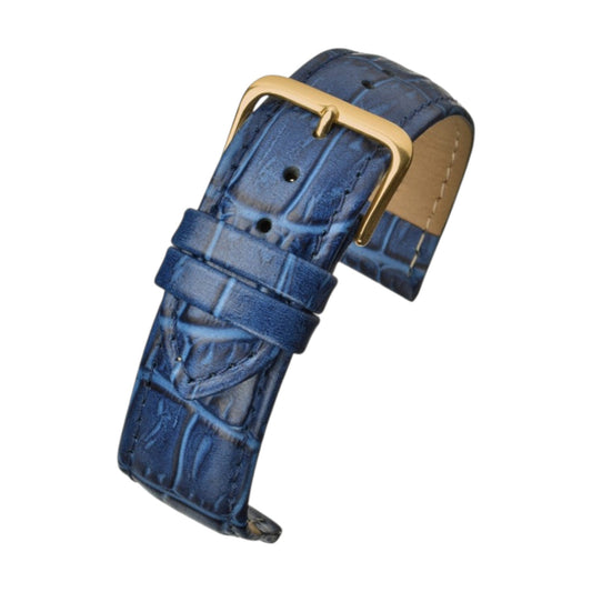 Padded Aligator Grain Watch Strap 12mm to 26mm Blue - Wrist Envy