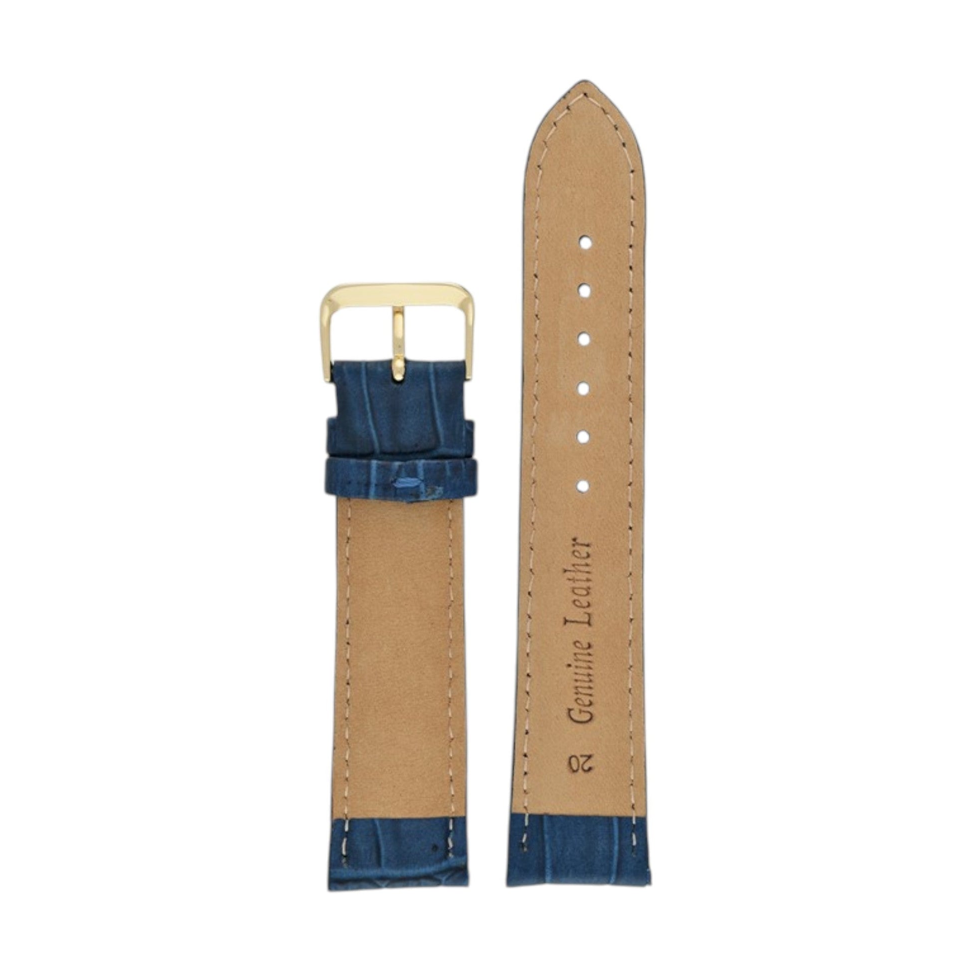 Padded Aligator Grain Watch Strap 12mm to 26mm Blue - Wrist Envy