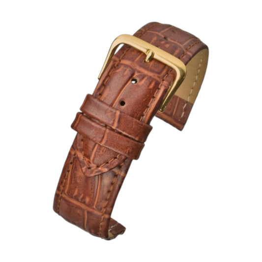 Padded Aligator Grain Watch Strap 12mm to 26mm Tan - Wrist Envy