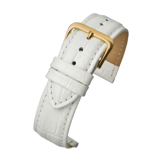 Padded Aligator Grain Watch Strap 12mm to 26mm White - Wrist Envy