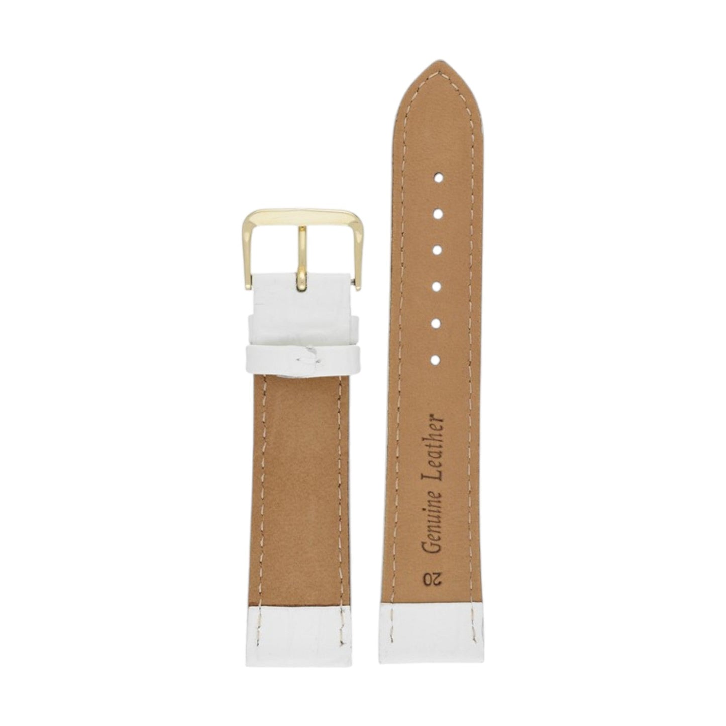 Padded Aligator Grain Watch Strap 12mm to 26mm White - Wrist Envy