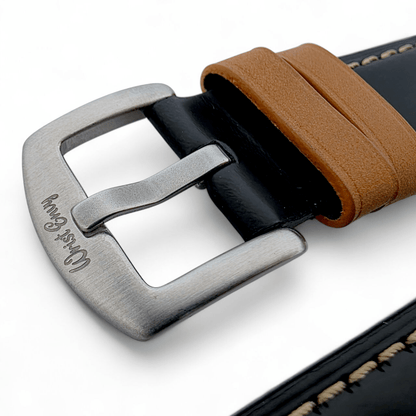 Padded Calf Skin Leather Watch Strap 20mm 22mm Black - Wrist Envy