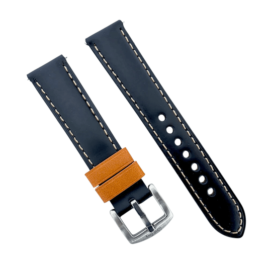 Padded Calf Skin Leather Watch Strap 20mm 22mm Black - Wrist Envy