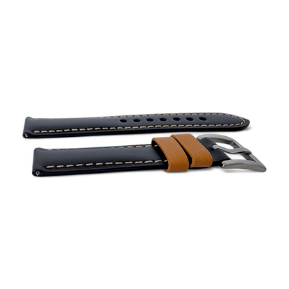 Padded Calf Skin Leather Watch Strap 20mm 22mm Black - Wrist Envy
