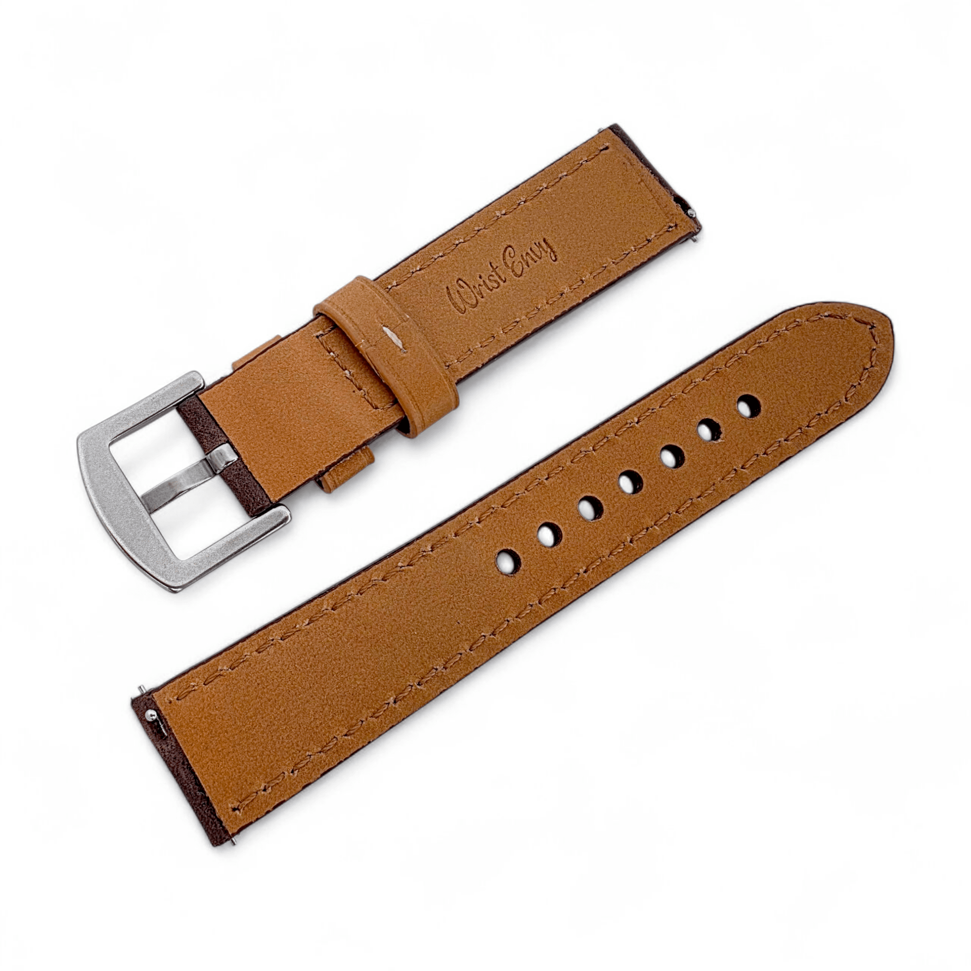 Padded Calf Skin Leather Watch Strap 20mm 22mm Brown - Wrist Envy