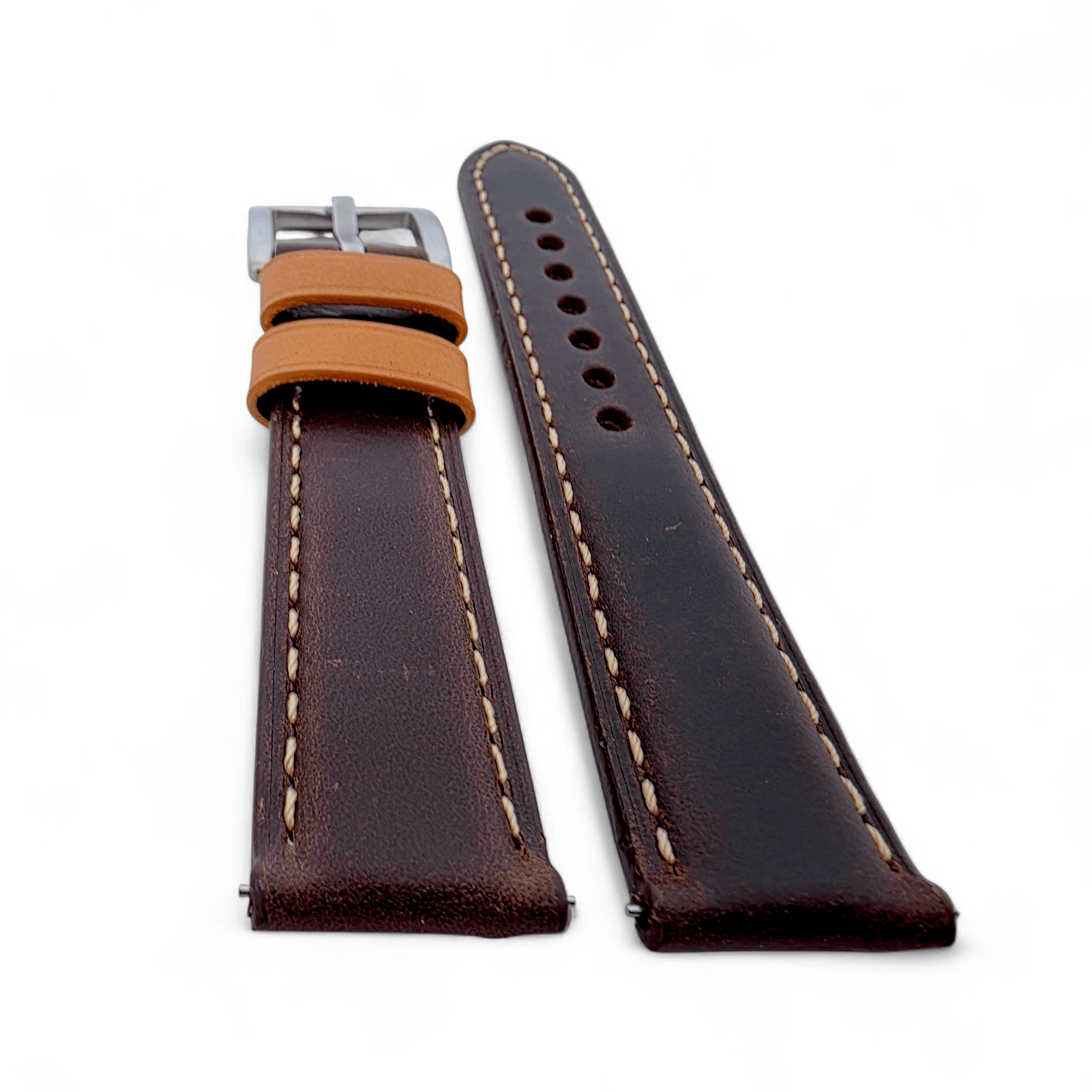 Padded Calf Skin Leather Watch Strap 20mm 22mm Brown - Wrist Envy