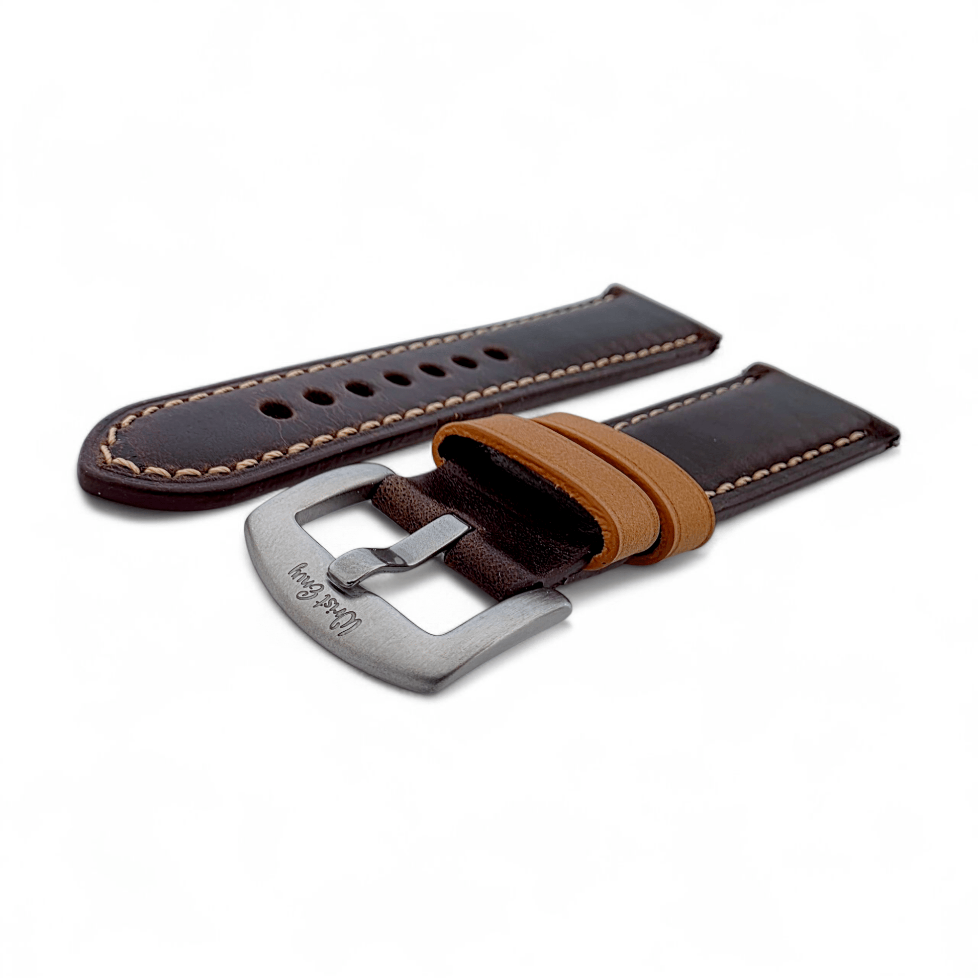 Padded Calf Skin Leather Watch Strap 20mm 22mm Brown - Wrist Envy