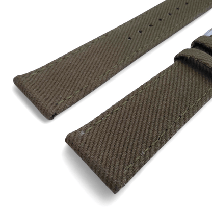 Premium Denim Twill Watch Strap 20mm 22mm Army Green - Wrist Envy
