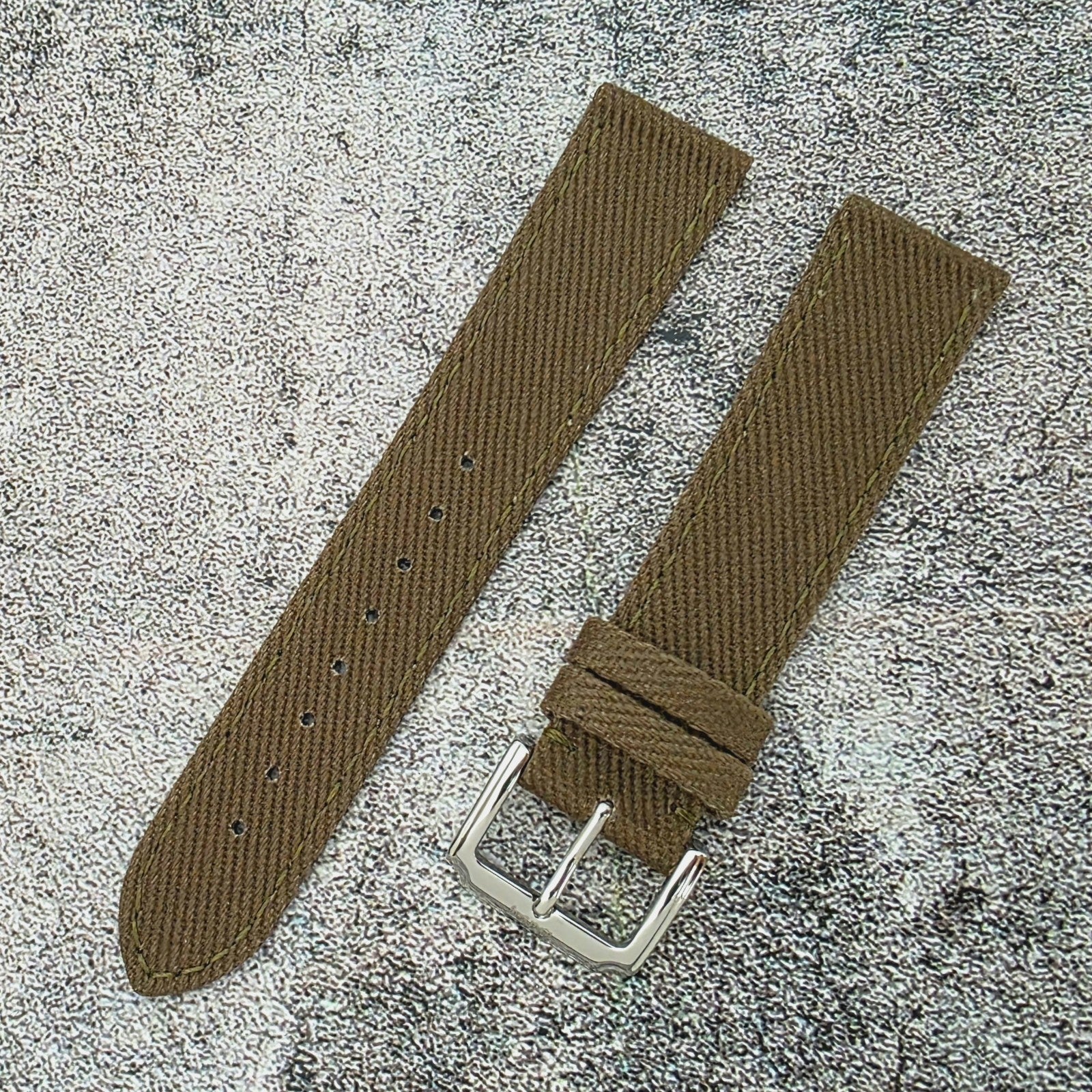 Premium Denim Twill Watch Strap 20mm 22mm Army Green - Wrist Envy