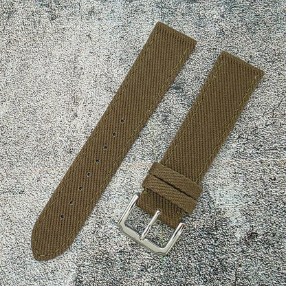Premium Denim Twill Watch Strap 20mm 22mm Army Green - Wrist Envy