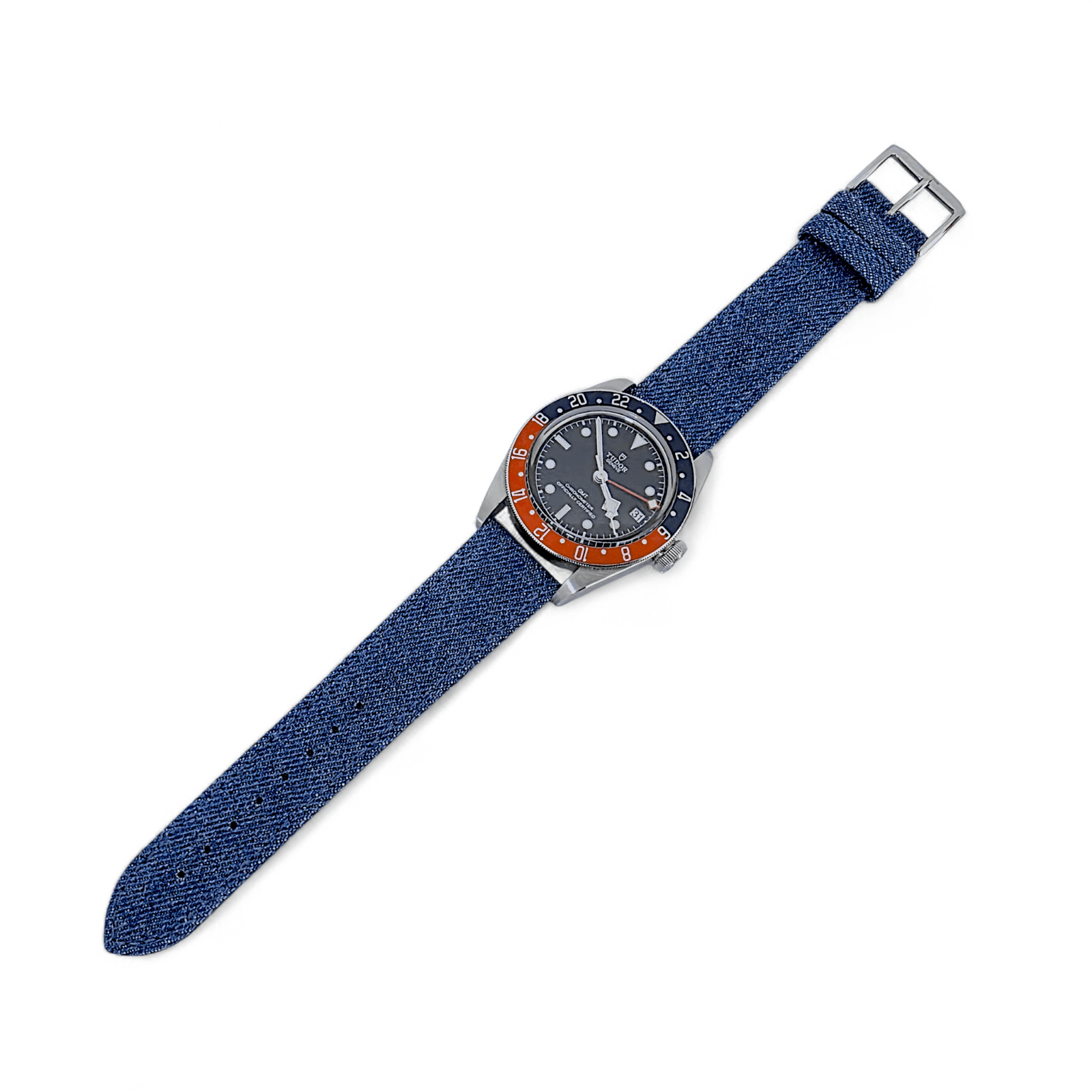Premium Denim Twill Watch Strap 20mm 22mm Carbon Grey - Wrist Envy