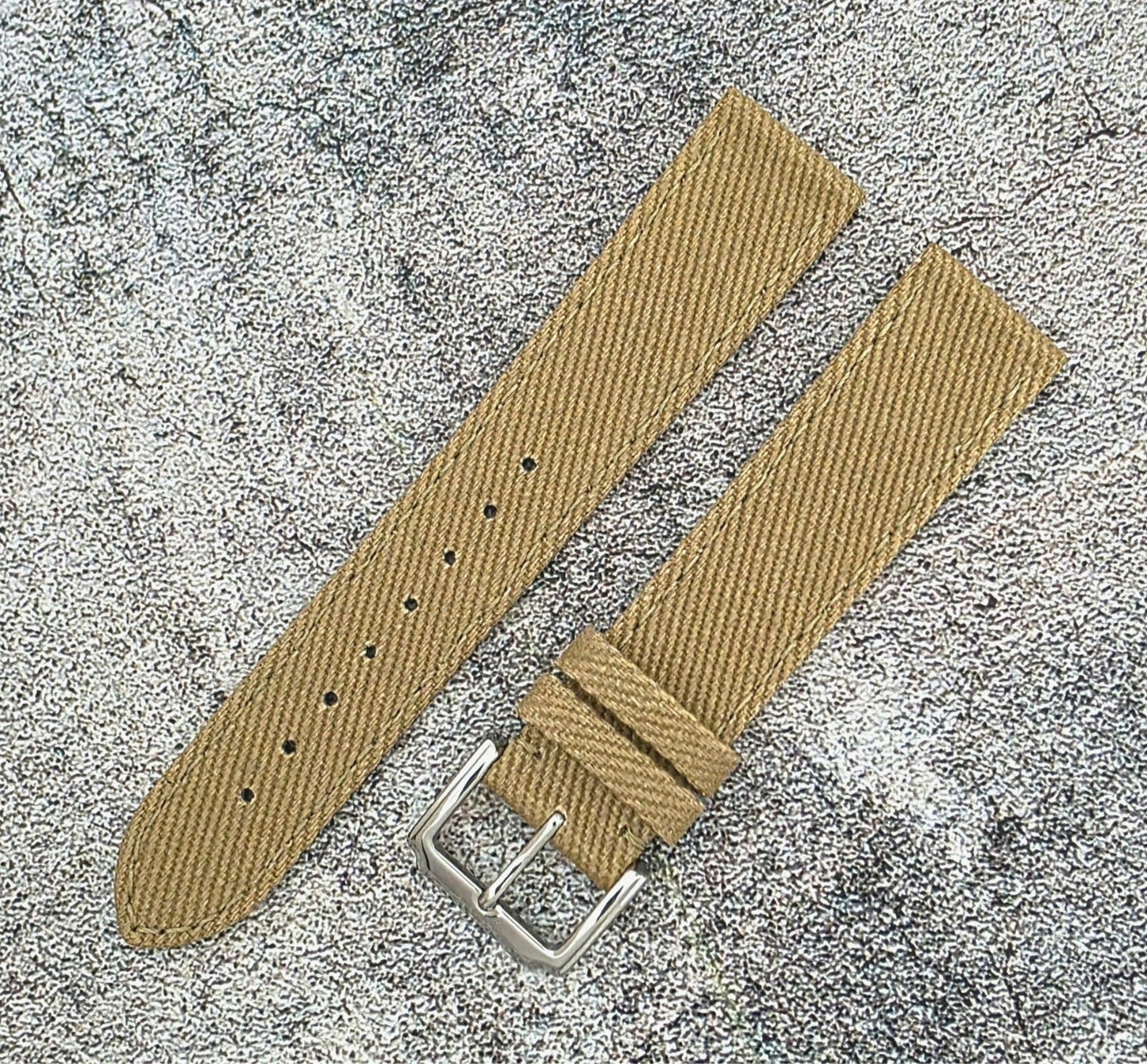 Premium Denim Twill Watch Strap 20mm 22mm Khaki Beige - Wrist Envy