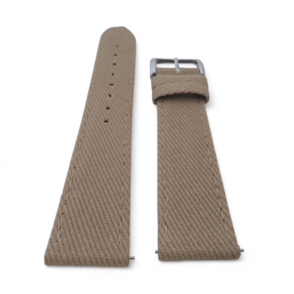 Premium Denim Twill Watch Strap 20mm 22mm Khaki Beige - Wrist Envy