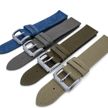 Premium Denim Twill Watch Strap 20mm 22mm Khaki Beige - Wrist Envy