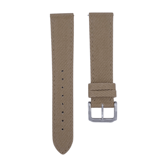 Premium Denim Twill Watch Strap 20mm 22mm Khaki Beige - Wrist Envy