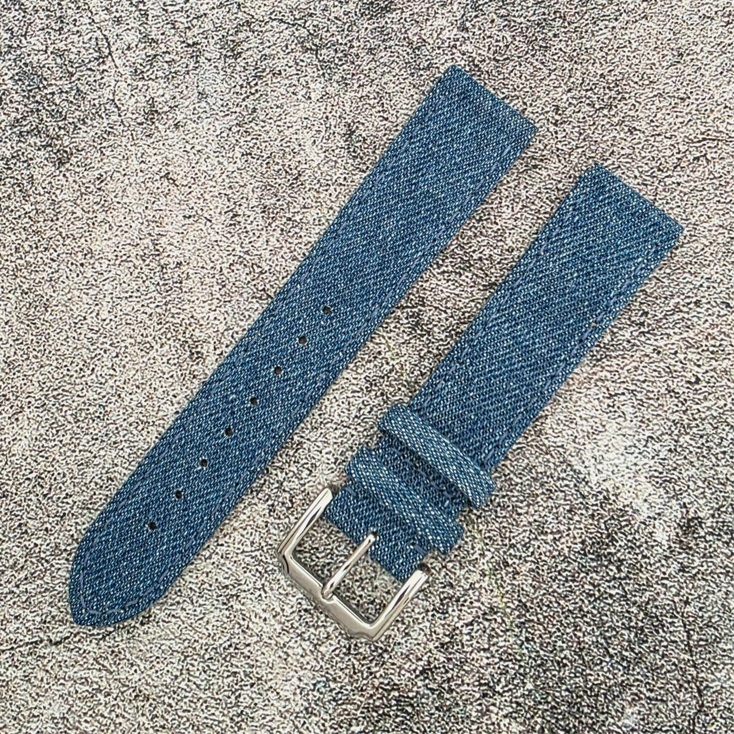 Premium Denim Twill Watch Strap 20mm 22mm Raw Blue Denim - Wrist Envy