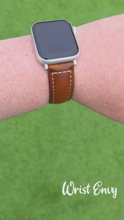 Full Grain Leather Strap For Apple Watch Red