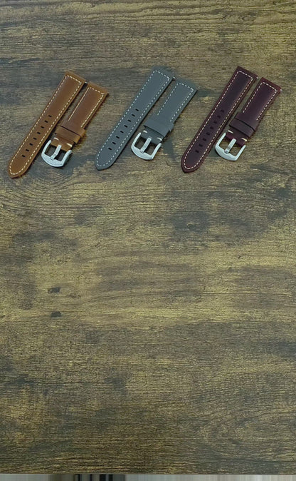 Bracelet de montre en cuir tanné végétal 20 mm 22 mm marron clair
