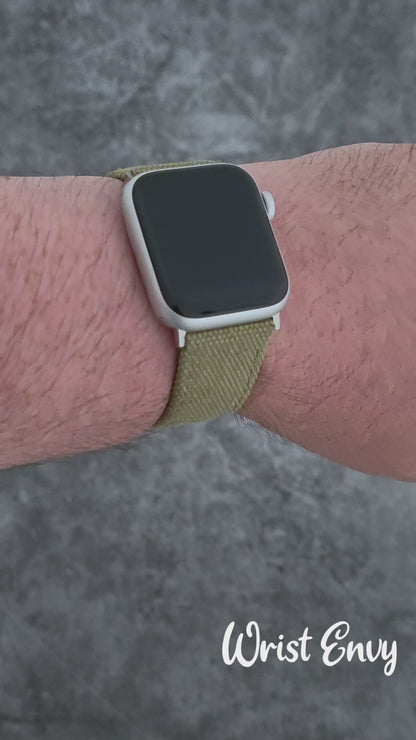 Luxury Canvas Watch Strap For Apple Watch Khaki Beige