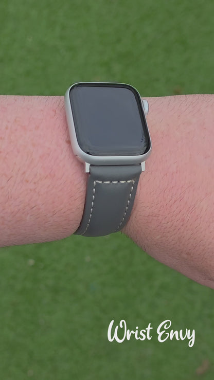 Full Grain Leather Strap For Apple Watch Grey