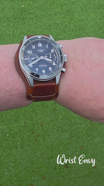 Full Grain Leather Bund Watch Strap 20mm 22mm Dark Brown