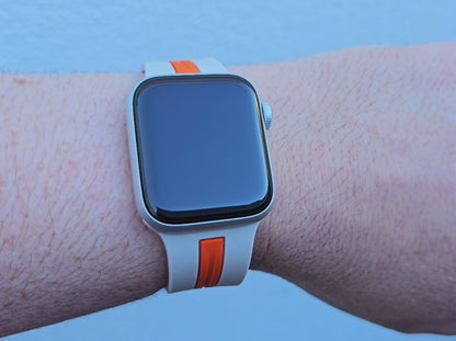 Premium Silicone Watch Strap For Apple Watch Grey Orange