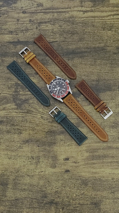 Genuine Full Grain Leather Badalassi Carlo Rally Watch Strap 20mm 22mm Dark Brown