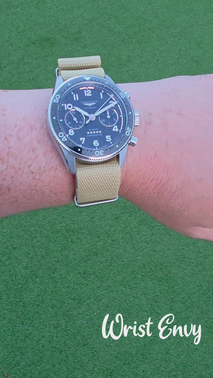 Arbor Hemp Black Buckle Military Watch Strap 20mm 22mm Desert Sand