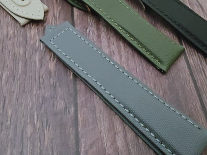 Premium Sailcloth Deployment Watch Strap 20mm 22mm Green