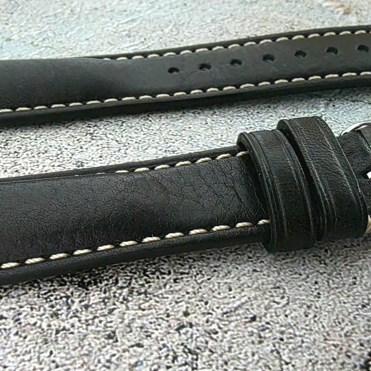 Regent Padded Handmade Italian Leather Watch Strap 18mm 19mm 20mm 21mm 22mm Black - Wrist Envy