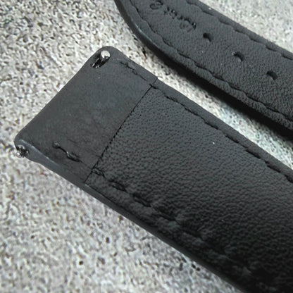 Regent Padded Handmade Italian Leather Watch Strap 18mm 19mm 20mm 21mm 22mm Black - Wrist Envy