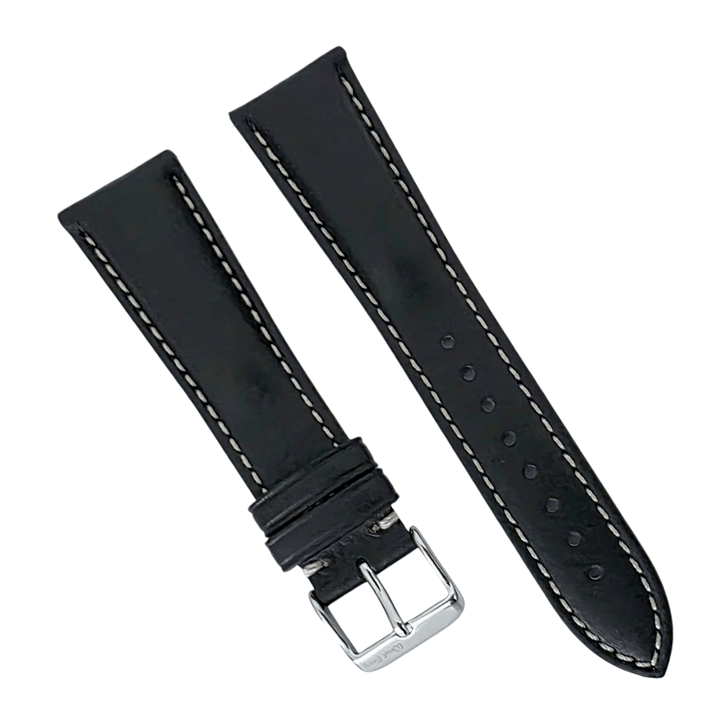 Regent Padded Handmade Italian Leather Watch Strap 18mm 19mm 20mm 21mm 22mm Black - Wrist Envy