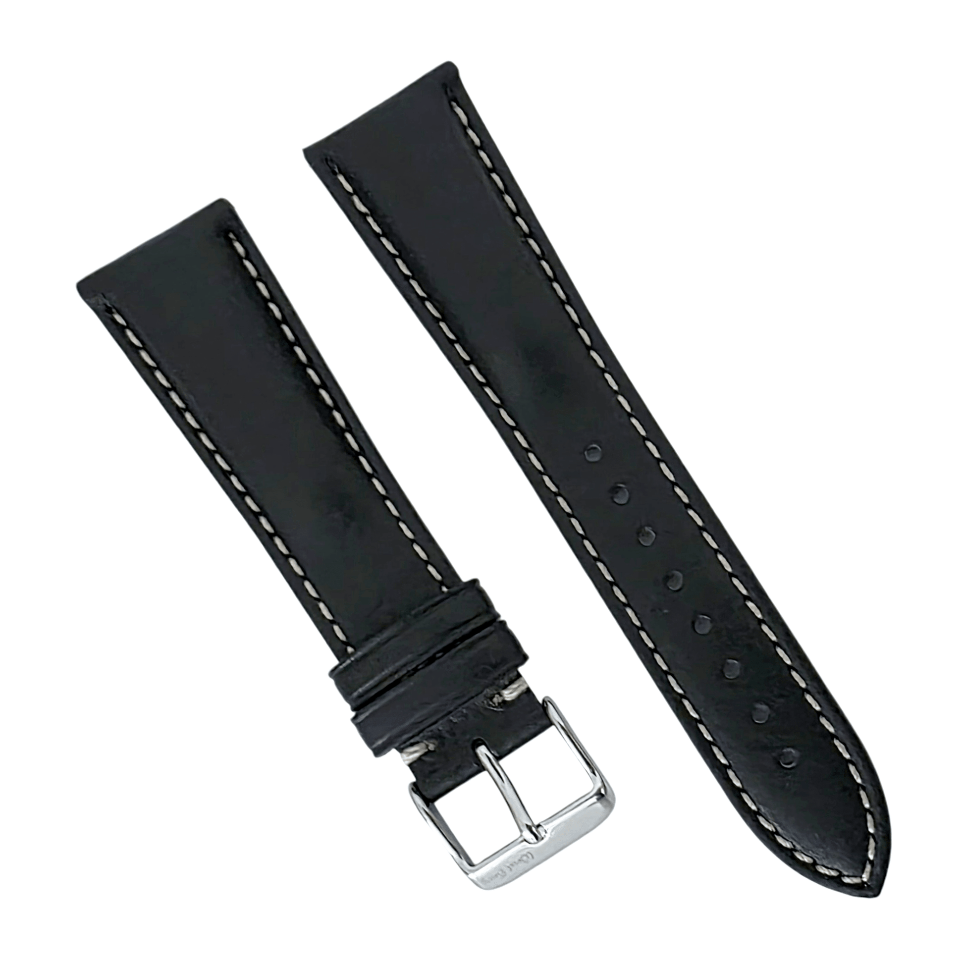 Regent Padded Handmade Italian Leather Watch Strap 18mm 19mm 20mm 21mm 22mm Black - Wrist Envy
