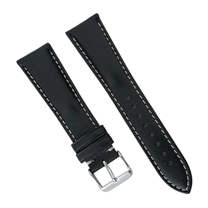 Regent Padded Handmade Italian Leather Watch Strap 18mm 19mm 20mm 21mm 22mm Black - Wrist Envy