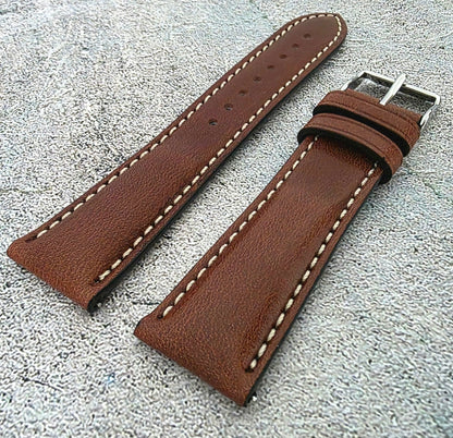 Regent Padded Handmade Italian Leather Watch Strap 18mm 19mm 20mm 21mm 22mm Chocolate Brown - Wrist Envy
