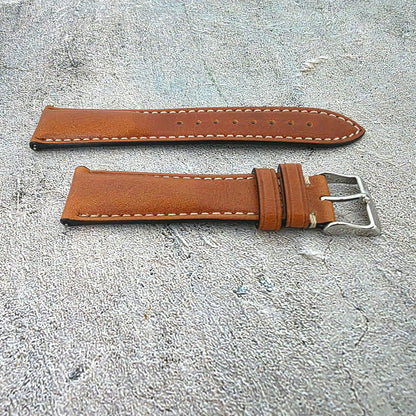 Regent Padded Handmade Italian Leather Watch Strap 18mm 19mm 20mm 21mm 22mm Tan Brown - Wrist Envy