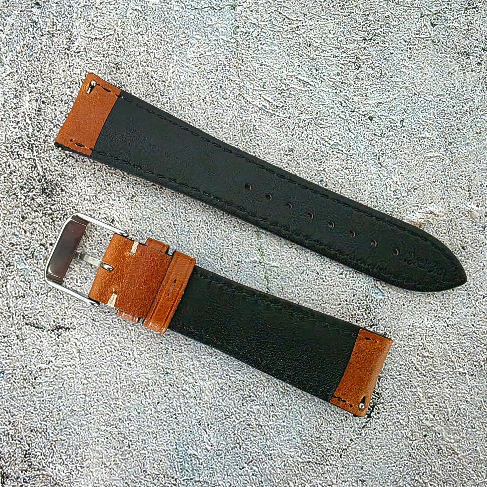 Regent Padded Handmade Italian Leather Watch Strap 18mm 19mm 20mm 21mm 22mm Tan Brown - Wrist Envy