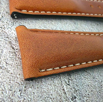Regent Padded Handmade Italian Leather Watch Strap 18mm 19mm 20mm 21mm 22mm Tan Brown - Wrist Envy
