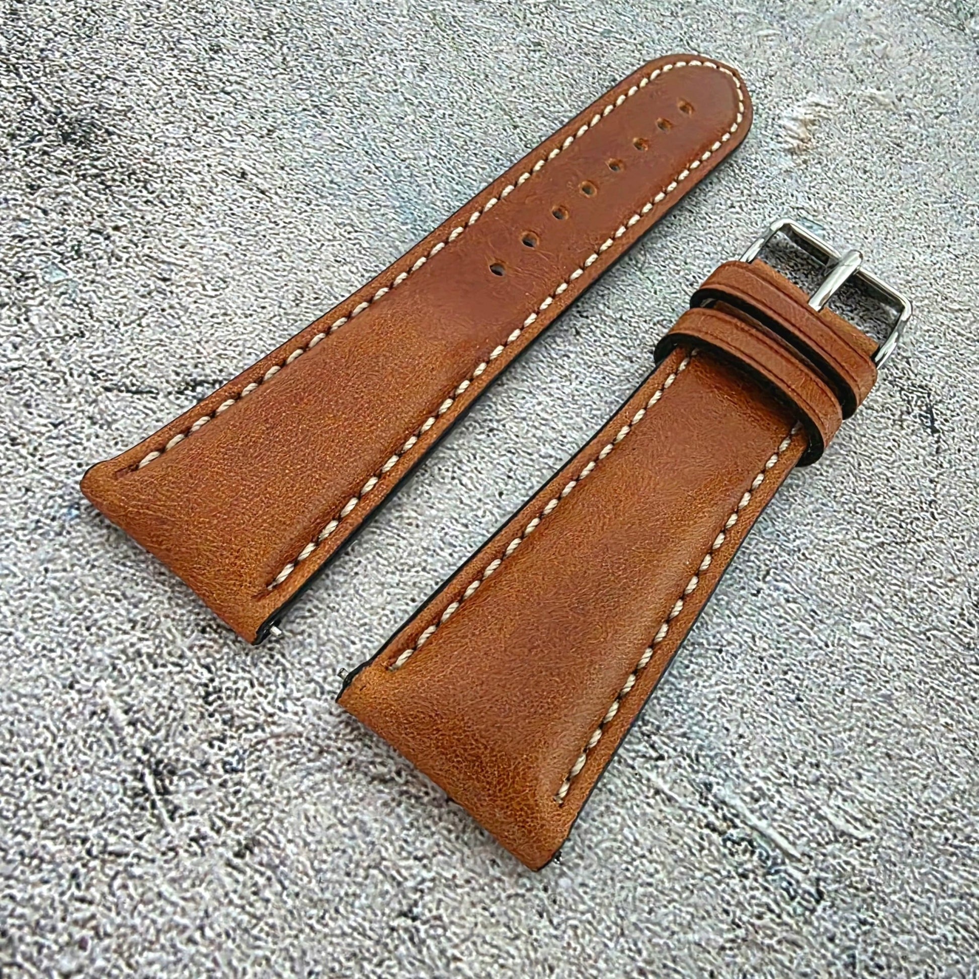 Regent Padded Handmade Italian Leather Watch Strap 18mm 19mm 20mm 21mm 22mm Tan Brown - Wrist Envy