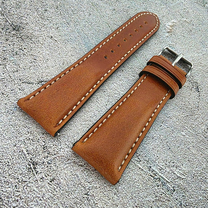 Regent Padded Handmade Italian Leather Watch Strap 18mm 19mm 20mm 21mm 22mm Tan Brown - Wrist Envy